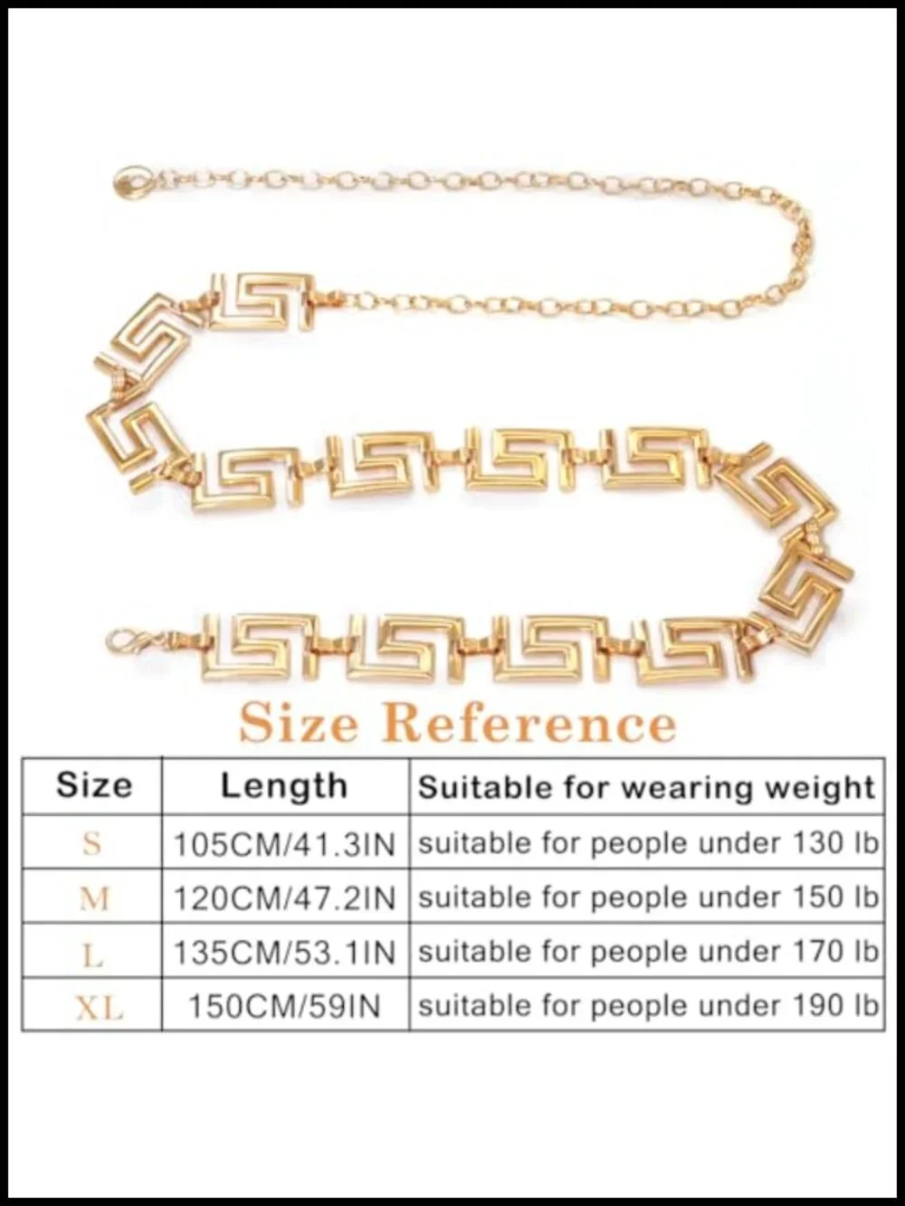Metal Waist Chain Adjustable Belly Belt for Dress Vest Jeans